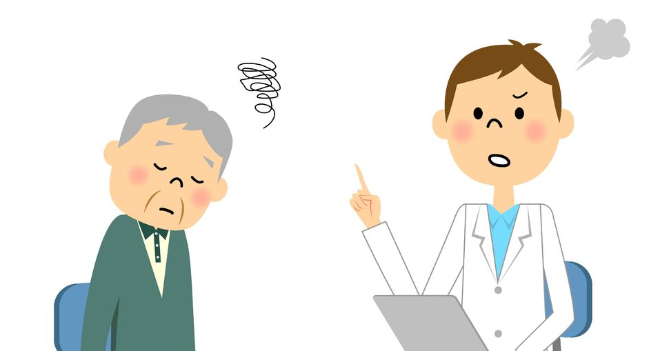 医師に説明されて困惑している患者さんのイラスト